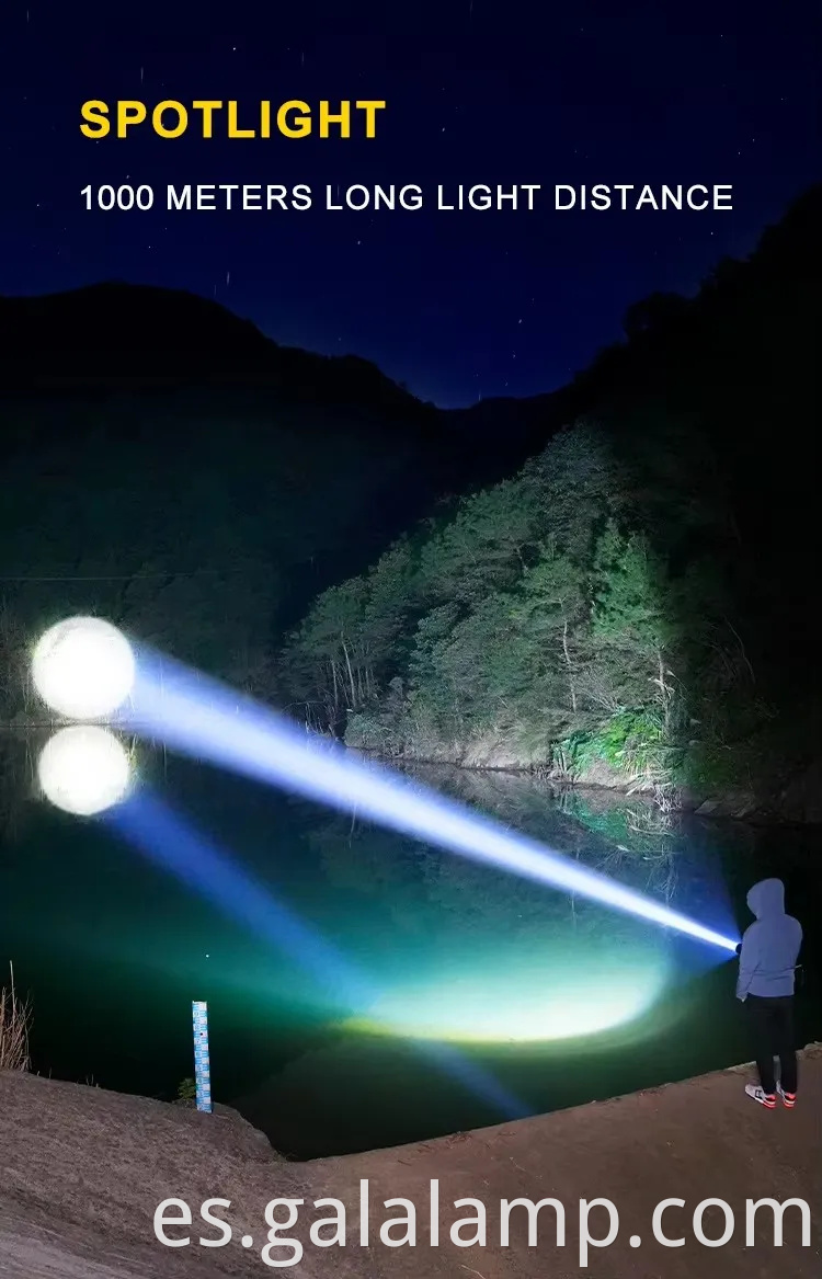 Zoom de alta potencia, pantalla digital de luz fuerte de luz multifuncional, linterna ajustable de nivel múltiple